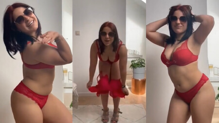 Farah_Off_ Hot Red Lingerie Striptease Video Leaks Borntobefuck