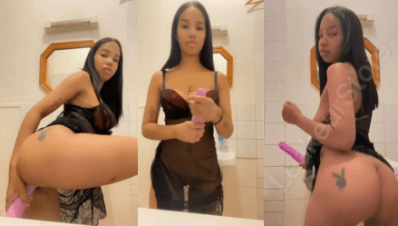 Bvddesto Masturbates with a Pink Dildo in her Bathroom Video Leaked